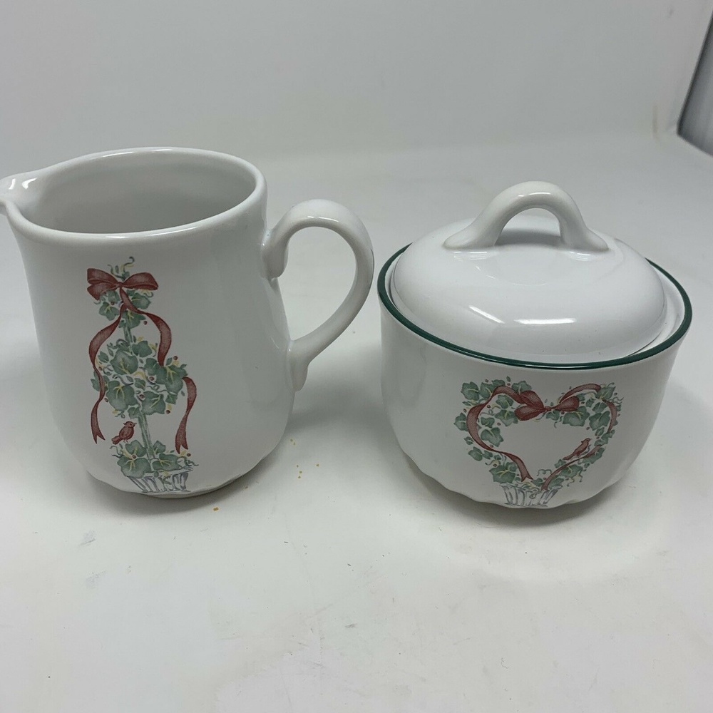 CORELLE CORNING Callaway Holiday Ivy cream & sugar - Picture 4 of 9
